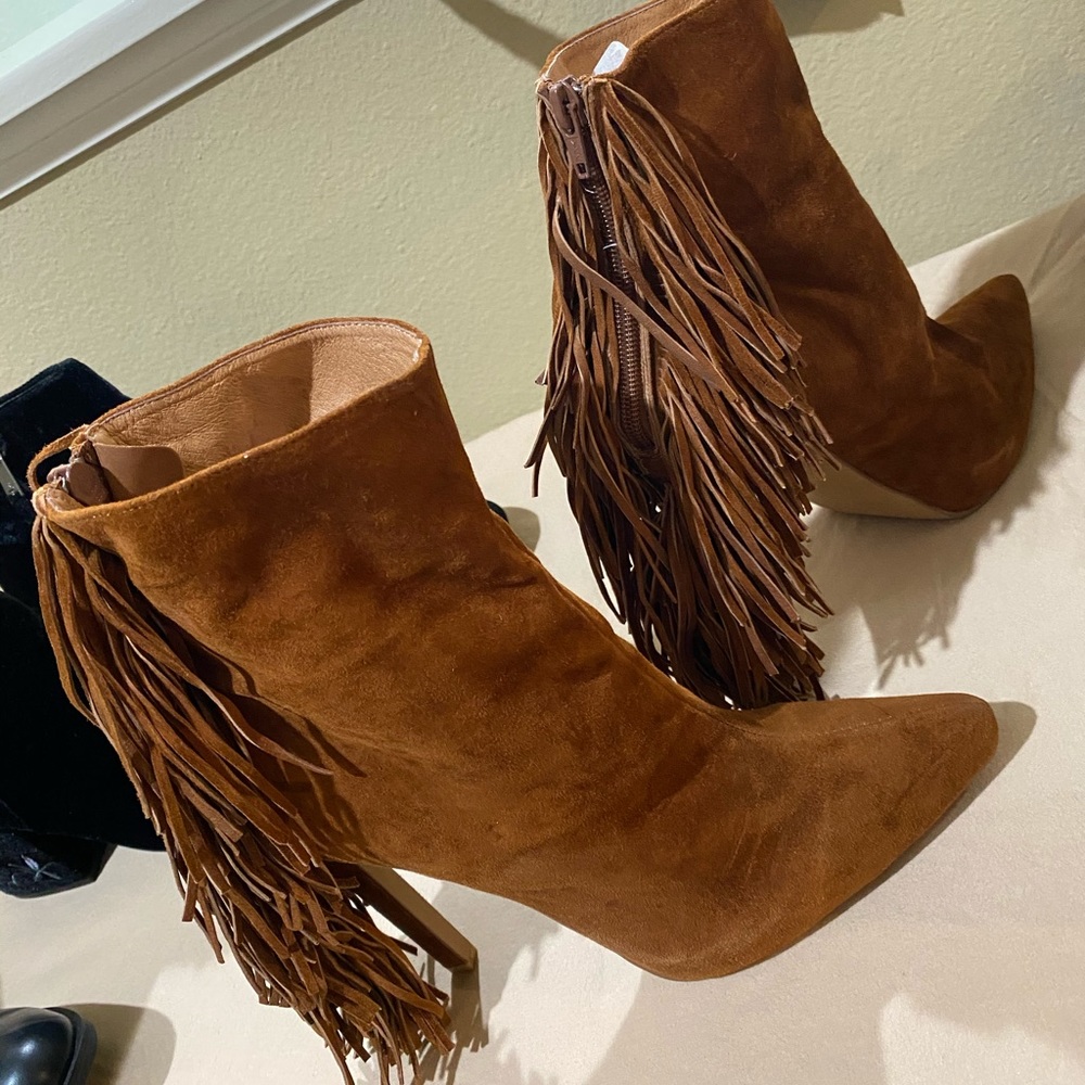 Jeffrey Campbell Suede Fringe Boots, Booties 7.5